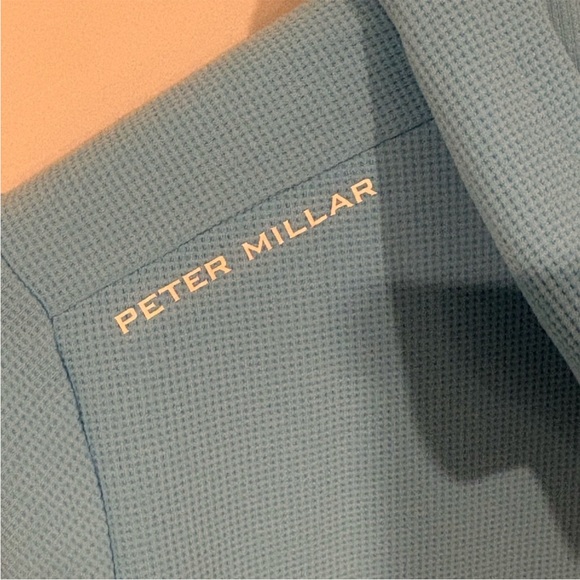 Peter Millar Sky Blue Waffle Knit Pullover - Picture 9 of 12
